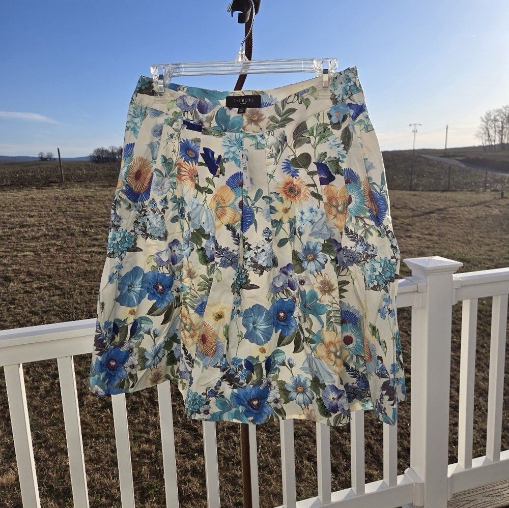 Brand New Talbots Flower Cotton Full Skirt Size 6P